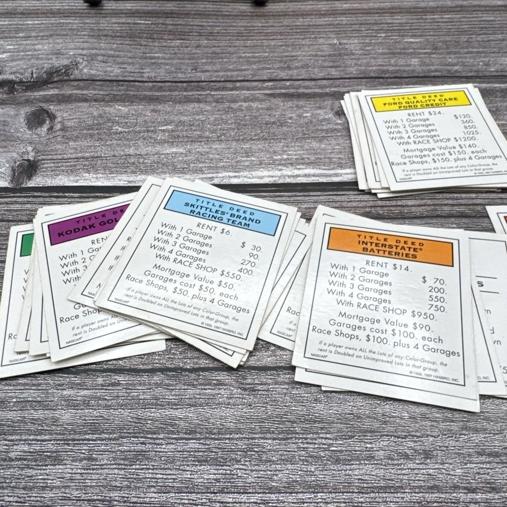 Monopoly NASCAR Collectors Edition Replacement Property Cards 1997 VTG 28 Cards